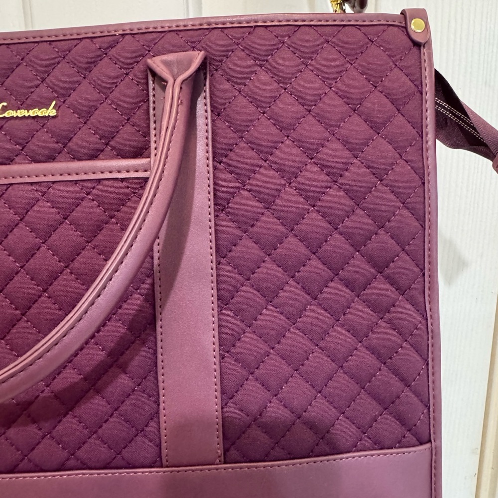 Lovevook Purple Quilted waterproof Laptop Bag with Structured Handles - Picture 3 of 16